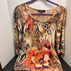 BLEU Women's Multicolor Animal Print Top size L